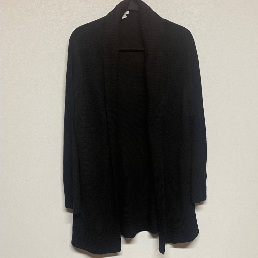 J. Jill Classic Black Long Open‎ Cardigan size Large